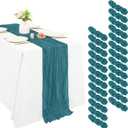 25 Pack Cheesecloth Table Runner 20 x 120 inch Long Boho Gauze Table Runners 10FT Semi Sheer Table Runner for Wedding Decor, Baby Shower, Birthday Party, Banquet (Dark Teal)