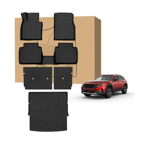 Peleus Floor Mats for Mazda CX-50 CX50 2023 2024 2025,TPE All Weather Protection 2 Rows Car Floor Liners with Cargo Liner Backrest Mat for Mazda CX-50 CX50 Trunk Mat+Backrest Mats+Floor Mats