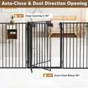 Metal Freestanding Dog Gates with Door, Extra Wide 24"x32" Height Foldable Dog Fence for Indoor & Outdoor, Heavy Duty Freestanding Pet Barrier for Stairs, Doorways, Halls, Kitchen, Yard, Christmas Tree