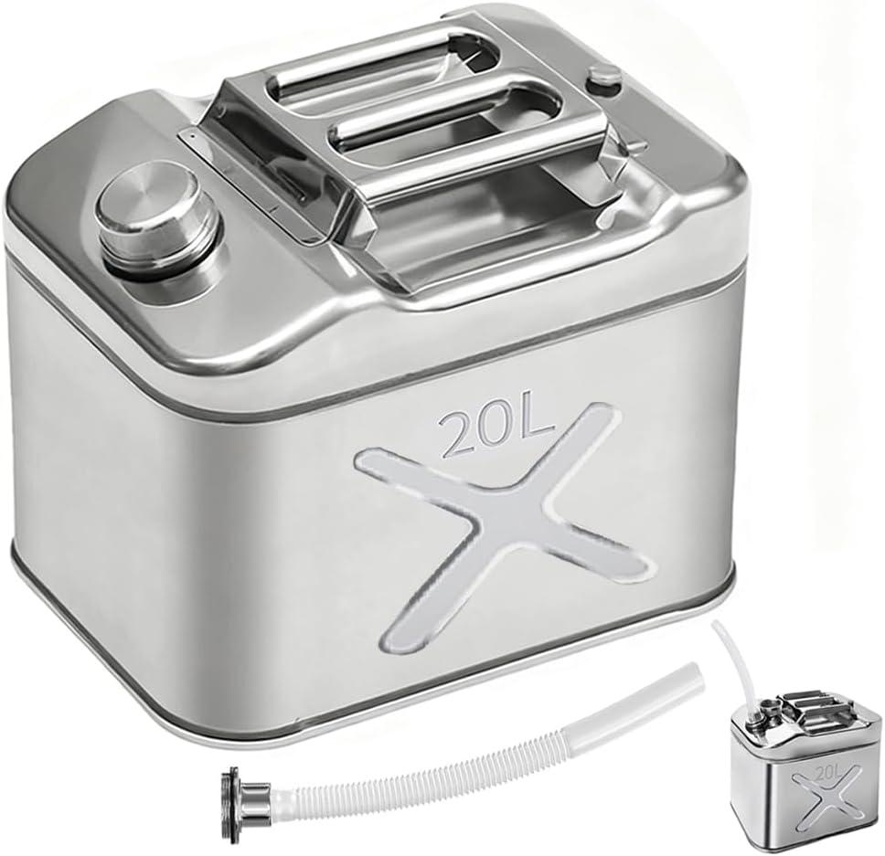 5 Gallon (20QT) 304 Stainless Steel Oil Storage Can with Spout, Food-Grade Cooking Oil Dispenser, Easy Pour Design for Restaurant, Food Truck, Camping Garden