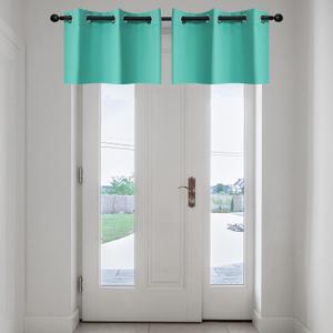 YGO Turquoise Window Valance Curtains - Easy Care Home Decor Tier Curtains with Grommet Top for Basement, Kitchen (29W by 18L, 2 Panels)