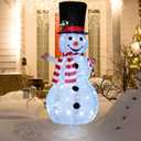Buheco Light Up Snowman Christmas Decorations Outdoor Lighted Snowmen Indoor Outside Yard Decor 3.6ft Cute Pre Lit Pop Up Collapsible for Lawn Porch Xmas Vacation Party with 48 Led Lights-Metal Stand