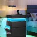 VASAGLE Kailyn Collection - Nightstands with Power Outlets, Sliding Lid, Modern Bedside Tables with LED Lights, End Tables, 2 Drawers, Set of 2, 15.7 x 18.9 x 26.8 Inches, Ink Black ULET650BC01S-2J, 2 PACK