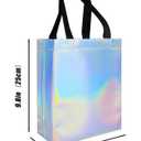 18 Pcs Glossy Iridescent Small Gift Bags Bulk, 8x3.9x9.8 In Non-woven Party Bags for Present with Sturdy Bases for Birthday, Wedding, Easter, Party, Holiday