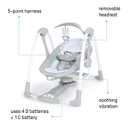 Ingenuity ConvertMe 2-in-1 Compact Portable Automatic Baby Swing & Infant Seat, Battery-Powered Vibrations, Nature Sounds, 0-9 Months 6-20 lbs (Raylan)