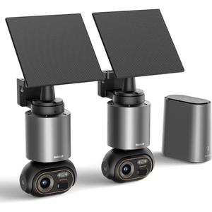 BOTSLAB Security Cameras Wireless Outdoor, 2 Cam-Kit, 4K Color Night Vision, Solar Cameras for Home Security with 360 PT,No Monthly Fee,32GB Local Storage Base Station,Auto Tracking,Easy Installation