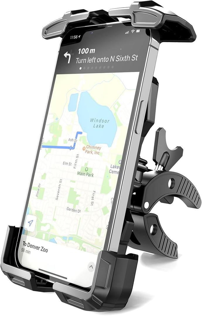 Golf Cart Phone Holder, No Shaking Phone Holder for Bike, One-Handed Pick and Place Motorcycle Phone Mount for Handlebars (Black, Medium)