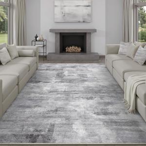 8x10 Washable Area Rug Grey Abstract Modern Living Room Bedroom Large Throw Rug Non Slip Soft Thin Simple Indoor Floor Carpet for Office Entryway Kitchen Nursery Decor (8' x 10' (Rectangular))