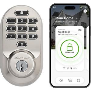 Kwikset Halo Wi-Fi Smart Lock, Keyless Entry Door Deadbolt, Geofence Auto-Unlock, Grade AAA Certified, No Hub Required Easy Install, Satin Nickel, Backlit Keypad