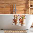 Christmas Gingerbread Man Hand Towels Set of 2 Xmas Theme Gingerbread Gold Snowflake Absorbent Kitchen Towels Rustic Winter Holiday Fingertip Towels for Bathroom Hotel Gym Spa