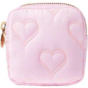 2 x Small Makeup Bag for Purse Mini Quilted Cosmetics Travel Bag Cute Pouch for Women Girls, Pink