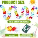 35.43ft Light up Hawaiian Flower Lei Garland Tropical Hawaiian Garland LED Lighted Luau Party Flower Banner for Luau Summer Beach Party Decorations