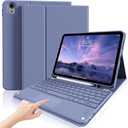 kenke for iPad 11/10th Gen Case with Keyboard 11/10.9 inch 2025 A16/2022, Detachable Wireless Bluetooth with Left Side Pencil Holder, Multi-Touch Trackpad Backlit Square Gray Keycaps (Purple)