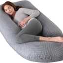 ALLOPERA Pregnancy Pillow, Full Body Maternity Pillow 57 inch, with Removable Washable Cover - Sleep Support for Legs, Back, Neck, Shoulder, HIPS, Belly for Pregnent Women, 100% Cotton (Gray)