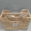 CHI AN HOME Wicker Magazine Basket, Handwoven Water Hyacinth Storage Bin & Organizer for Files, Books, Newspapers, Documents, Decorative Storage Bin with Handle for Office, Living Room, Dorm, Bathroom