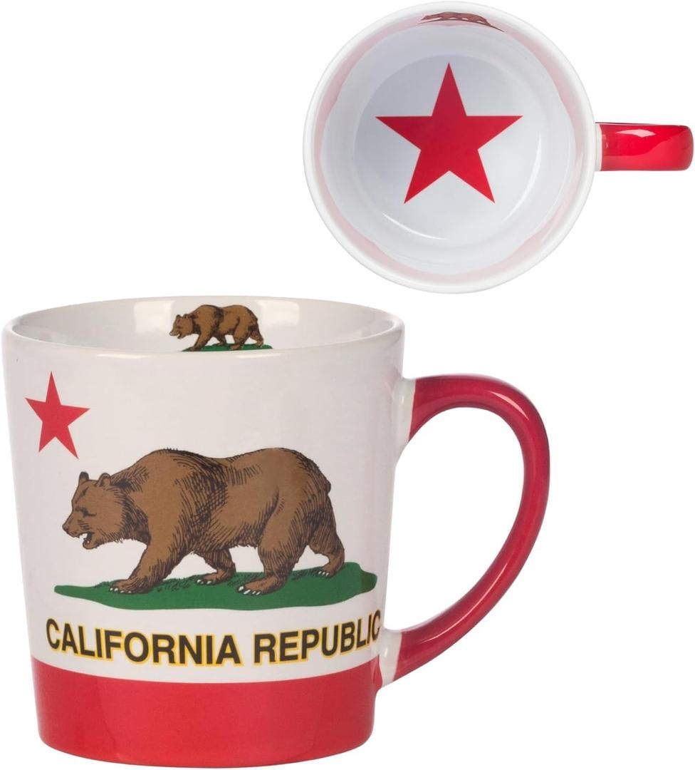California Republic Coffee Mug | California Bear Novelty Cup | 15 oz Ceramic Mug Gift for Californians, Travelers, Republic State Flag