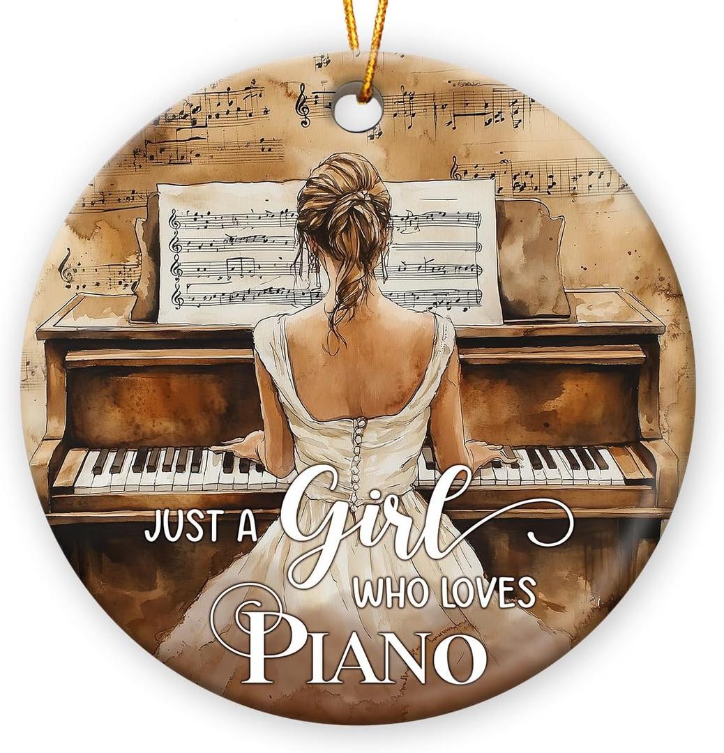 3 x Piano Ornament 2025 - Piano Ornaments for Christmas Tree, Music Gifts for Girls, Women, Friends, Teacher - Ceramic Ornament for Christmas Tree Decorations
