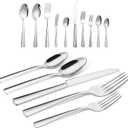 65 Piece Silverware Flatware Cutlery Set, Stainless Steel Fork Spoon Knife Sets for 12, Dishwasher Safe,Ergonomic Design Size and Weight