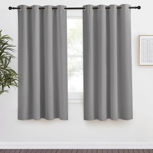 NICETOWN Blackout Curtain 57 inch Length, W55 x L57 Inch, 8 Grommets Top, Silver Grey, 1 Piece, Thermal Insulated Modern Window Treatment Soundproof Drape Panel for Bedroom/Living Room