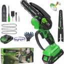 Mini Chainsaw Cordless 6 Inch With 1 Batterie three chains Portable Small Electric Pruning saw for Wood Cutting,Tree Trimming, Garden & Household Use Stocking Stuffers Gift for Men Dad Husband (6 Inch-green-1 Battey+3 Chains+1 Guide Plates)