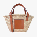 Straw Basket Tote Bag for Women PU Leather Strap Hollow Woven Top Handle Straw Purses and Handbags