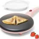 Moss & Stone Pink Electric Crepe Maker 8 Inch, Pan Apo Portable Crepe Maker & Hot Plate Cooktop On/Off Switch, Nonstick Coating, Automatic Temperature Control, Easy To Use For Pancakes, Blintz