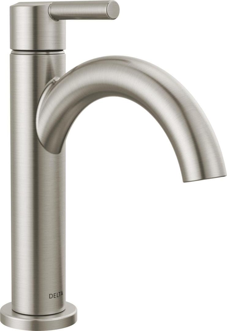 Delta Nicoli Brushed Nickel Bathroom Faucet 1 Hole, Single Hole Bathroom Sink Faucet for Vanity, Push-Pop Drain Assembly, Stainless 15749LF-SS