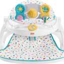 Fisher-Price Portable Baby Chair Deluxe Sit-Me-Up Floor Seat with Snack Tray, Newborn Activity Toys & Rainbow Sprinkles Washable Pad