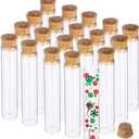 BENECREAT 25 Pack 25ml Glass Tubes Transparent Decoration Bottles with Cork Stoppers for Arts, Crafts and Other Small Projects