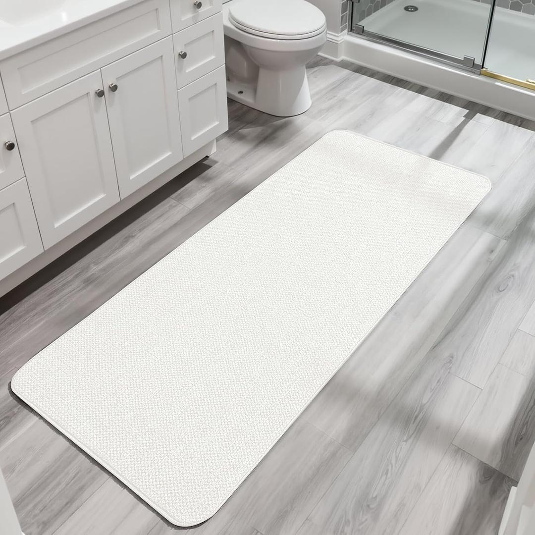 Bath Mat,Ultra Thin Bathroom Runner Rugs,Large Bath Mats for Bathroom,Quick Dry,Non-Slip,Machine Washable,Low Pile,Bath Rug,Shower Outside,Sink,Home Decor Accessories.Cream,1'9"x3'11"21x47inch