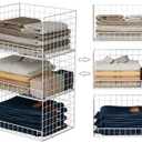 Yociyoga Closet Organizers and Storage Basket- 3-Tier Stackable Storage Bins, Foldable Closet Shelf Organizer Basket, Stackable Clothes Organizers Shelves for Home Organizer System(Patent 30022416)