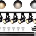 Bravsekai LED White Track Lighting Kit, 3CCT 10W Track Lights 3000K/4000K/6000K Adjustable with 6.56FT H-Type Track Rails 6PCS Ceiling Spotlight Fixture with Replaceable GU10 Bulbs