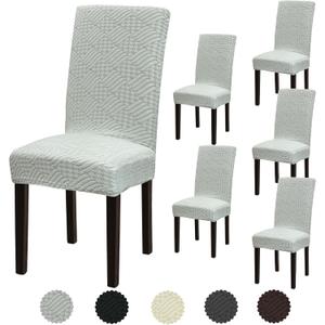 Stretch Dining Room Chair Covers Set of 6, Removable Washable Dining Chair Slipcovers for Dining Chairs, Dining Room, Hotel, Ceremony (Large-6 Pcs, Silver Grey-jacquard)