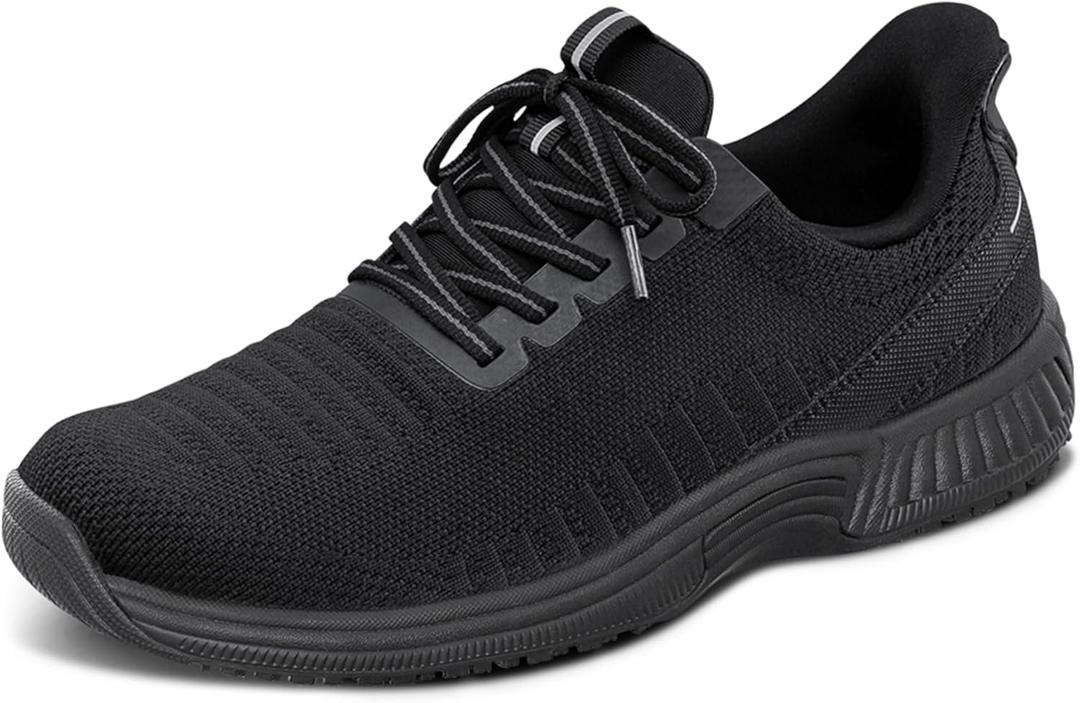 Orthofeet Women's Orthopedic Knit Kita Hands-Free Sneakers (8.5 Wide, All Black)