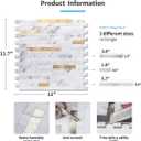 Art3d 10-Sheet Peel and Stick Stone Overlay Kitchen Backsplash Tile - Volakas White Embellished with Metal Gold (11.7" x 12")