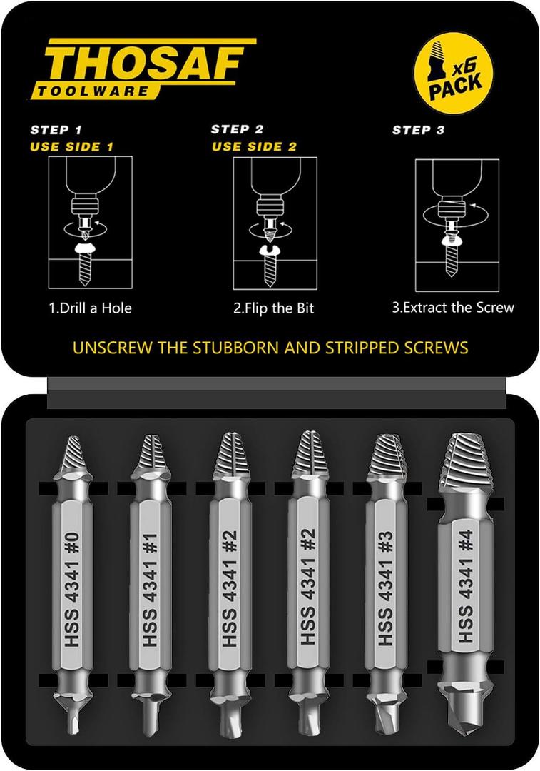 Gifts for Men,THOSAF Damaged Screw Extractor Set,Fathers Day Gifts for Dad from Daughter Son,Mens Gifts for Dad,Husband,Stripped Screws Bolt Drill Bit Tools for Easy Removal of Rusty Broken Screw