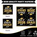 Black and Gold Graduation Decorations 2026,200Pcs Black Gold Graduation Plates and Napkins,Forks for Graduation Party Decorations, Class of 2026 Graduation Party Supplies,Serve 50