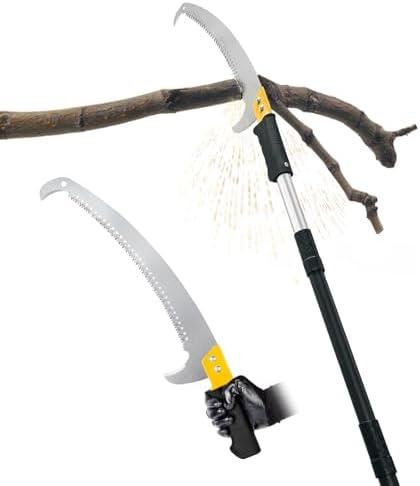 BlumeTrec 14.5FT Pole Saw with Adjustable Length for Tree Trimming, Lightweight Manual Pruning Saw with Mn Steel Blade, Long Extension Branch Cutter High Reach for Yard, Garden, Patio & Forestry Use