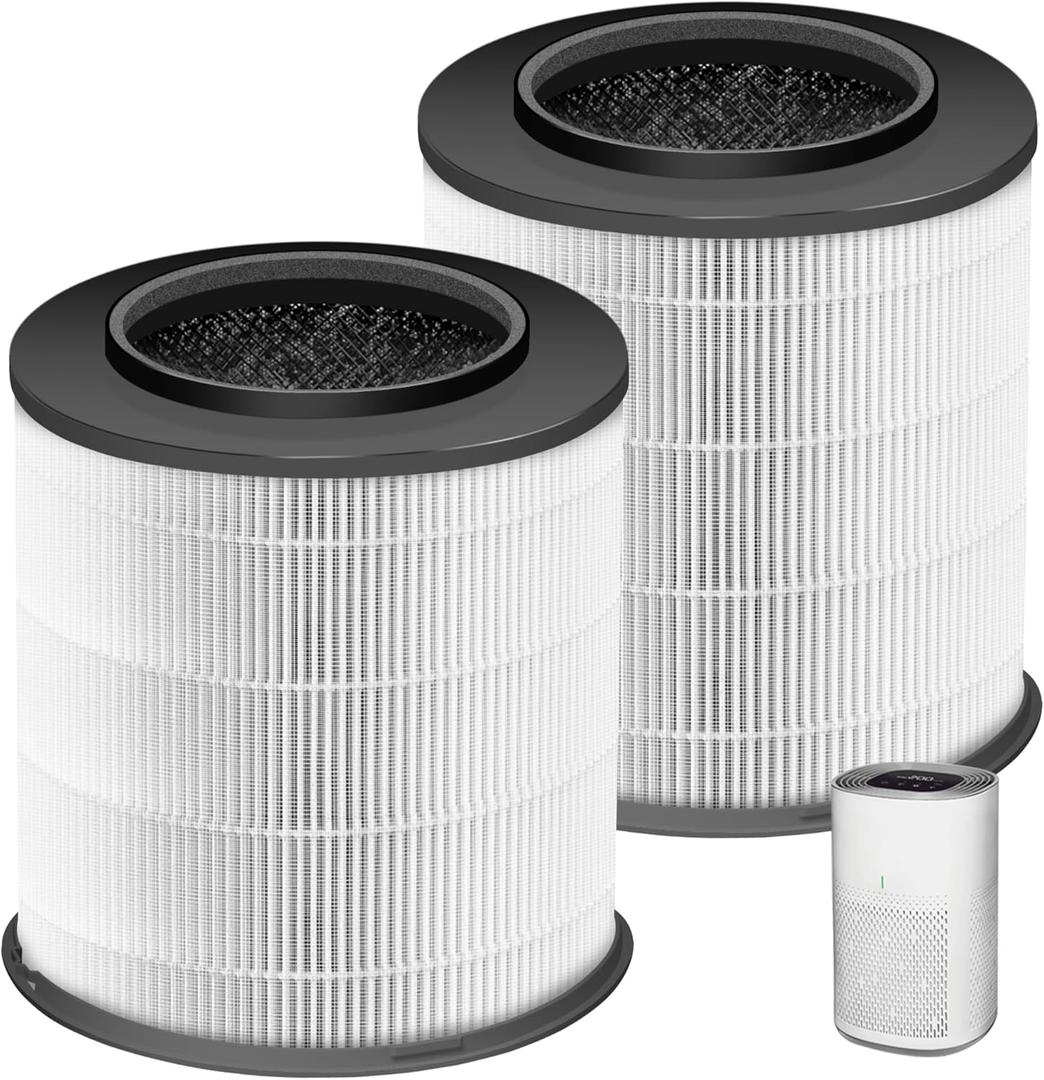 12030 HEPA Replacement Filter for Clorox Medium Room Air Purifier 11030 & 11031,3-in-1 H13 True HEPA with Activated Carbon Filter,2 Pack