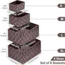 Woven Storage Baskets, Storage Bins, Cube Basket Container Baskets Storage Boxes Organizers for Clothes/Shelves/Closet, Set of 6 (Brown)