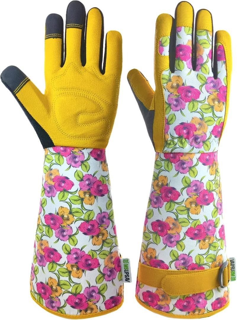 Long Gardening Garden Gloves,Thorn-proof&Puncture Resistance Rose Cactus Gauntlet Glove for Gardener,Gifts (Large (Pack of 1)), Rose