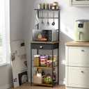 5 Tier Coffee Bar Station with Drawer, Kitchen Stand with 4 S-Shaped Hooks, Farmhouse Corner Coffee Bar Cabinet for Small Spaces, Bakers Rack for Kitchen, Living Room, 13.43" D x 18.93" W x 53.31" H