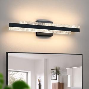 HAHZT Modern Bathroom Vanity Light: Matte Black 24 inch 28W Dimmable LED Bath Bar Light Fixtures Over Mirror - Wall Sconce Picture Lights for Paintings Cabinets Bedroom 3000k