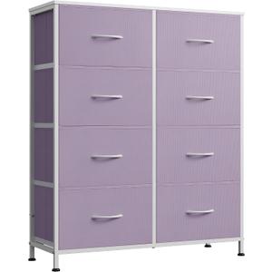 8 Drawer Fabric Dresser for Bedroom, Tall Storage Tower, Purple