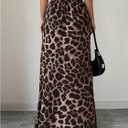 Women's Cheetah Graphic Long Skirt Elastic Waisted Party Maxi Skirts (L)