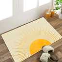 Boho Sunshine Washable Entry Rug, Mid Century Modern Abstract Sun Small Throw Rugs for Entryway Bedroom Bathroom Kitchen, Non-Slip Indoor Door Mat for Bedside Inside Front Door, 17x30 Inches