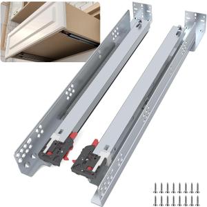 Undermount Drawer Slides 21 Inch 1 Pair, Soft Close Full Extension Drawer Slides Bottom Mount with Rear Mounting Bracket and Locking Devices, Hidden Under Mount Tracks 100lb Load Capacity