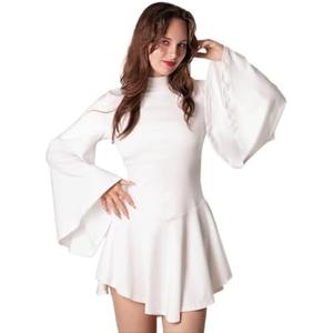Cosplaya White Long Sleeve Mini Dress for Women's Adult Teens Sexy Princess Robe Cosplay Halloween Costumes, M