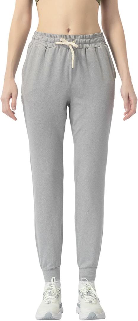 Women's Moisture Wicking Jogger Pants for Fitness, Drawstring Waist, Side Pockets, Soft Breathable for Running, Casual Sports (Gray, S)