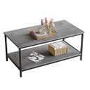 SAYGOER Coffee Table with Storage 2-Tier Industrial Center Table for Living Room, Rectangle Wood Table for Small Spaces Apartment Home Office, Concrete Gray